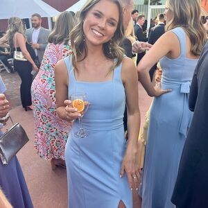 Elegant Light Blue Sleeveless Dress